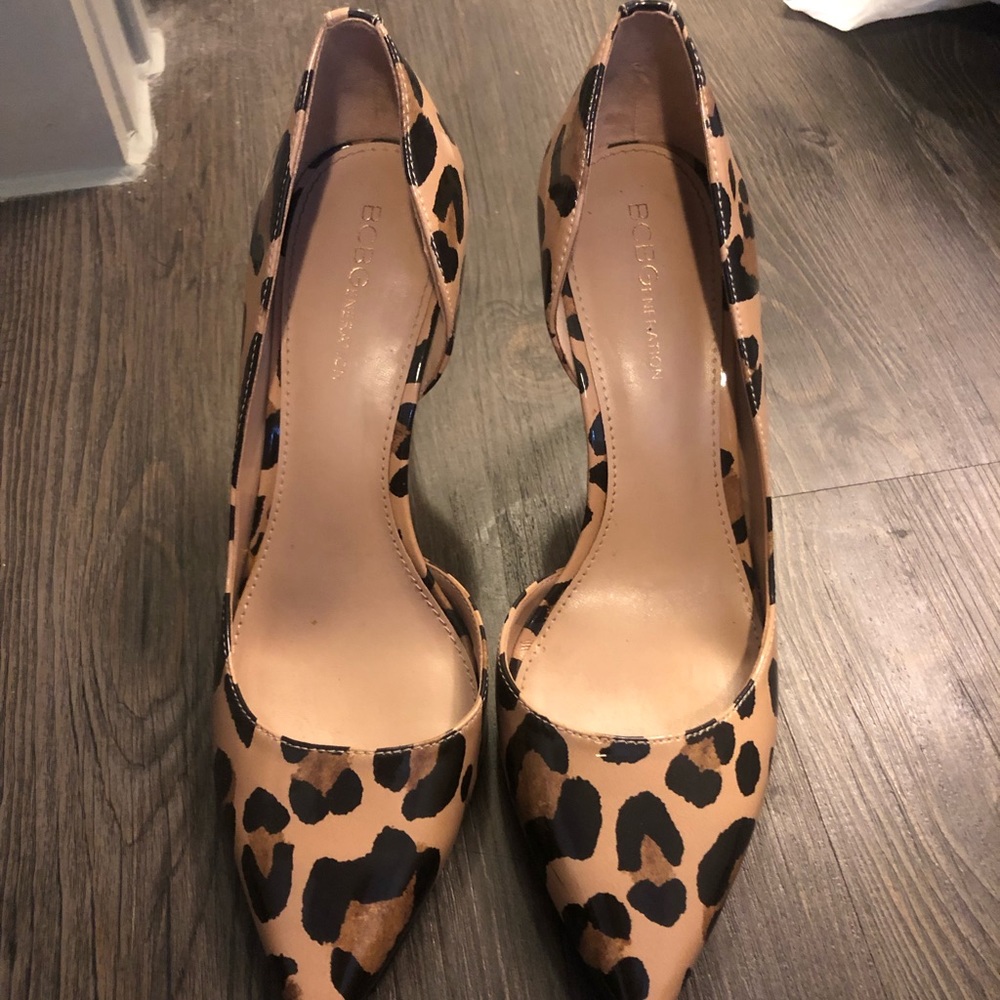 BCBG Patent Leopard Heels